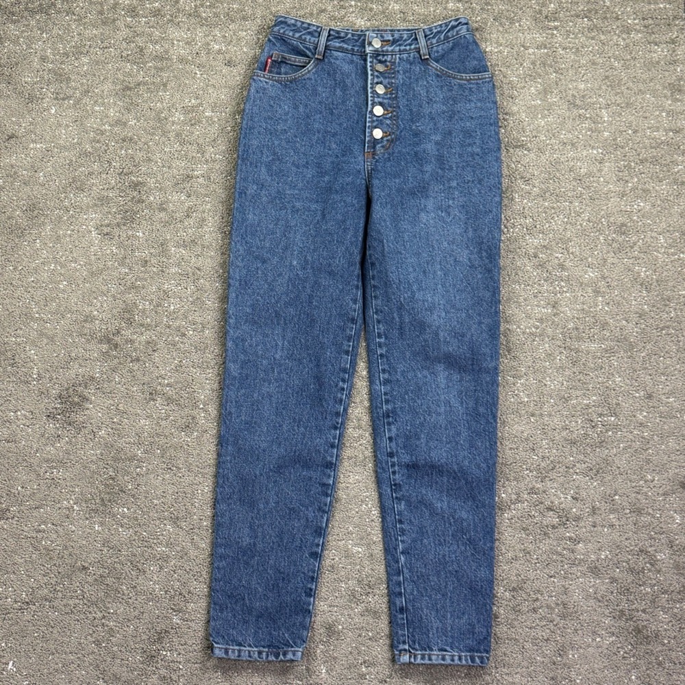 Bongo High Waisted Mom Jeans Womens Size 9 Blue Button Fly Vintage Tapered Leg